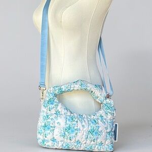 Urban Expressions Blue & White Floral Quilted Shoulder Bag